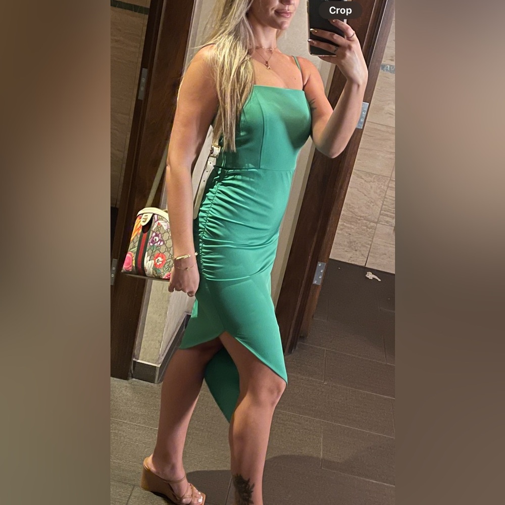 Gianni Bini Green Asymmetrical Midi Skirt